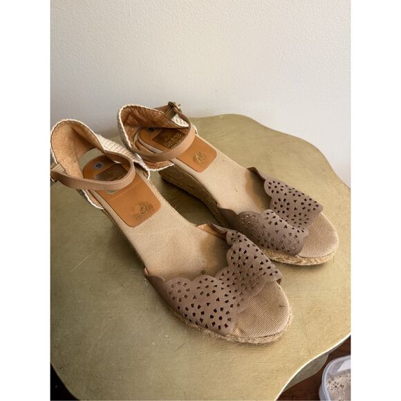 Kanna‎ Espadrilles Spain Open Toe Ankle Strap Tan Beige Size 9 - Picture 2 of 9